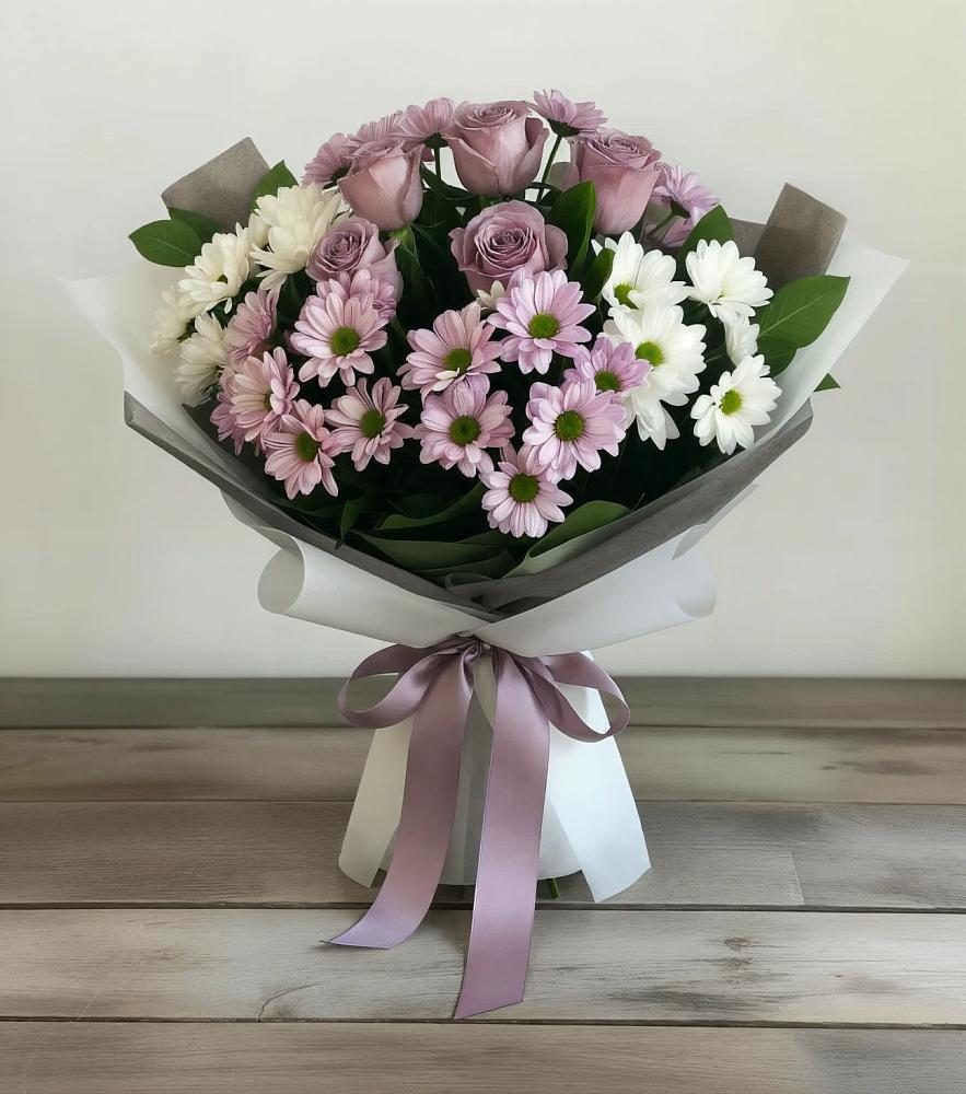 Букет цветов из: Хризантемы и Розы в Мундыбаш