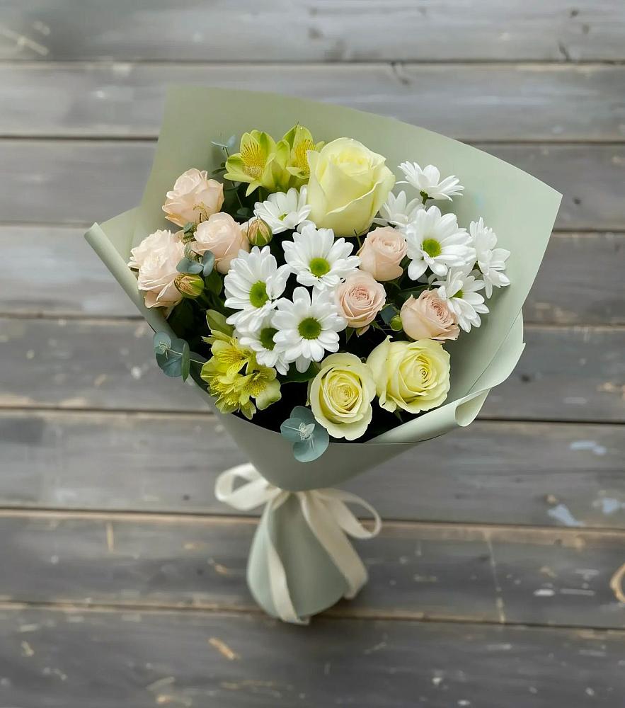Букет цветов из: Альстромерии, Розы и Хризантемы в Мундыбаш
