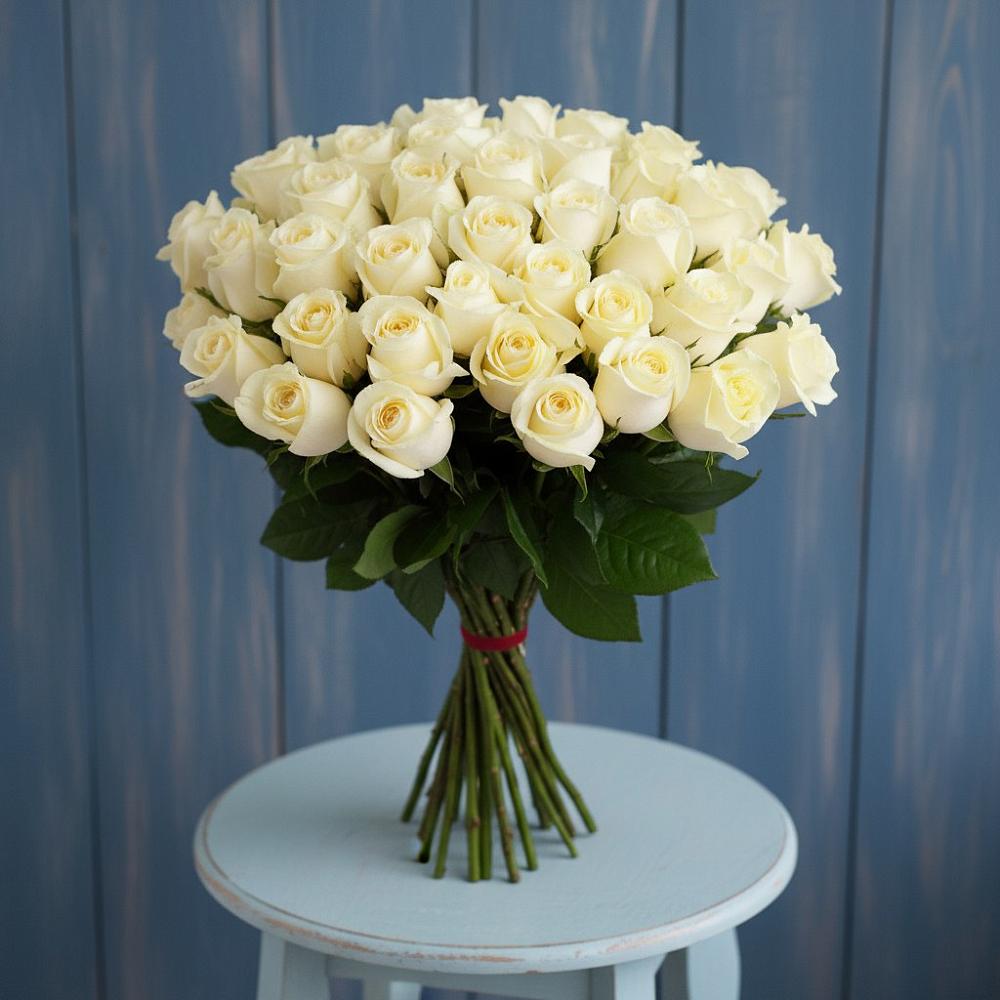 Букет 51 Белая роза Эдлесс Лав в Мундыбаш