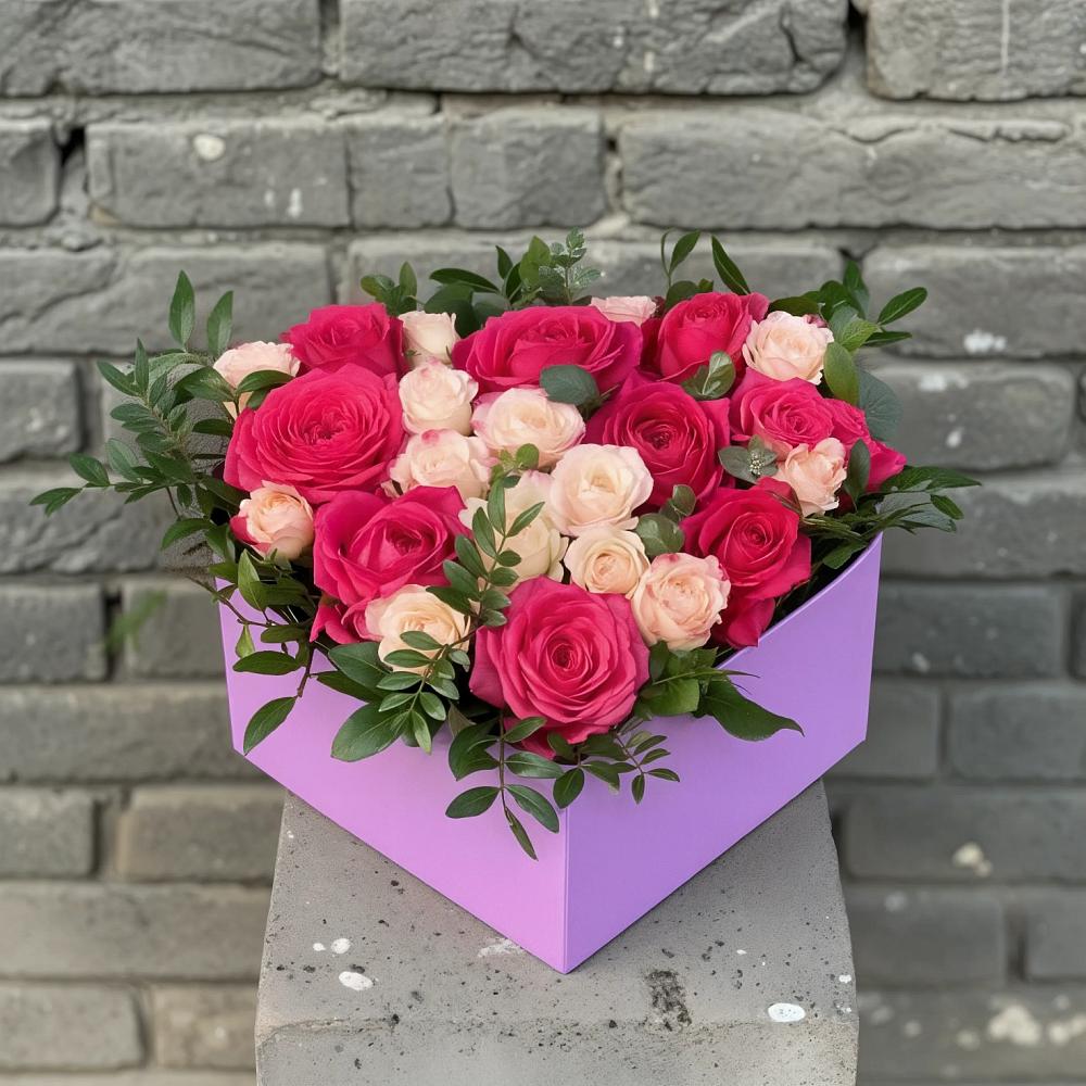 Цветочная композиция из Розы в коробке в Мундыбаш