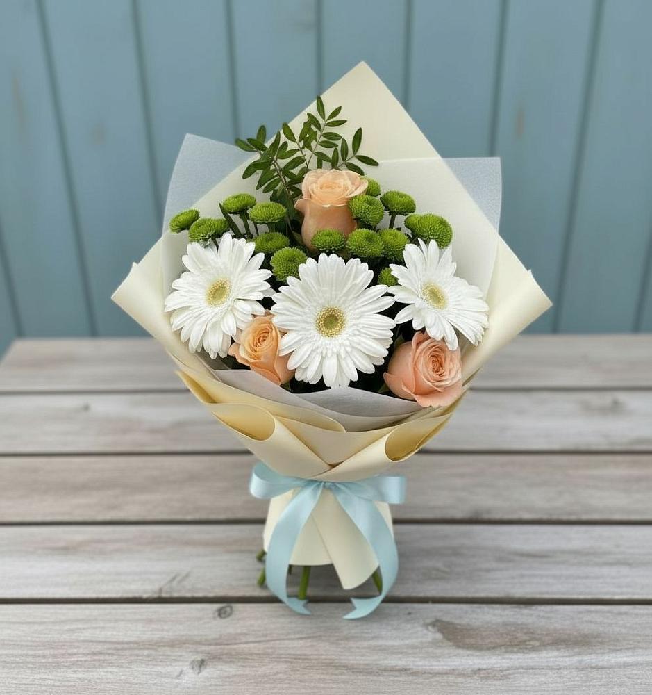 Букет цветов из: Герберы, Розы и Хризантемы в Мундыбаш