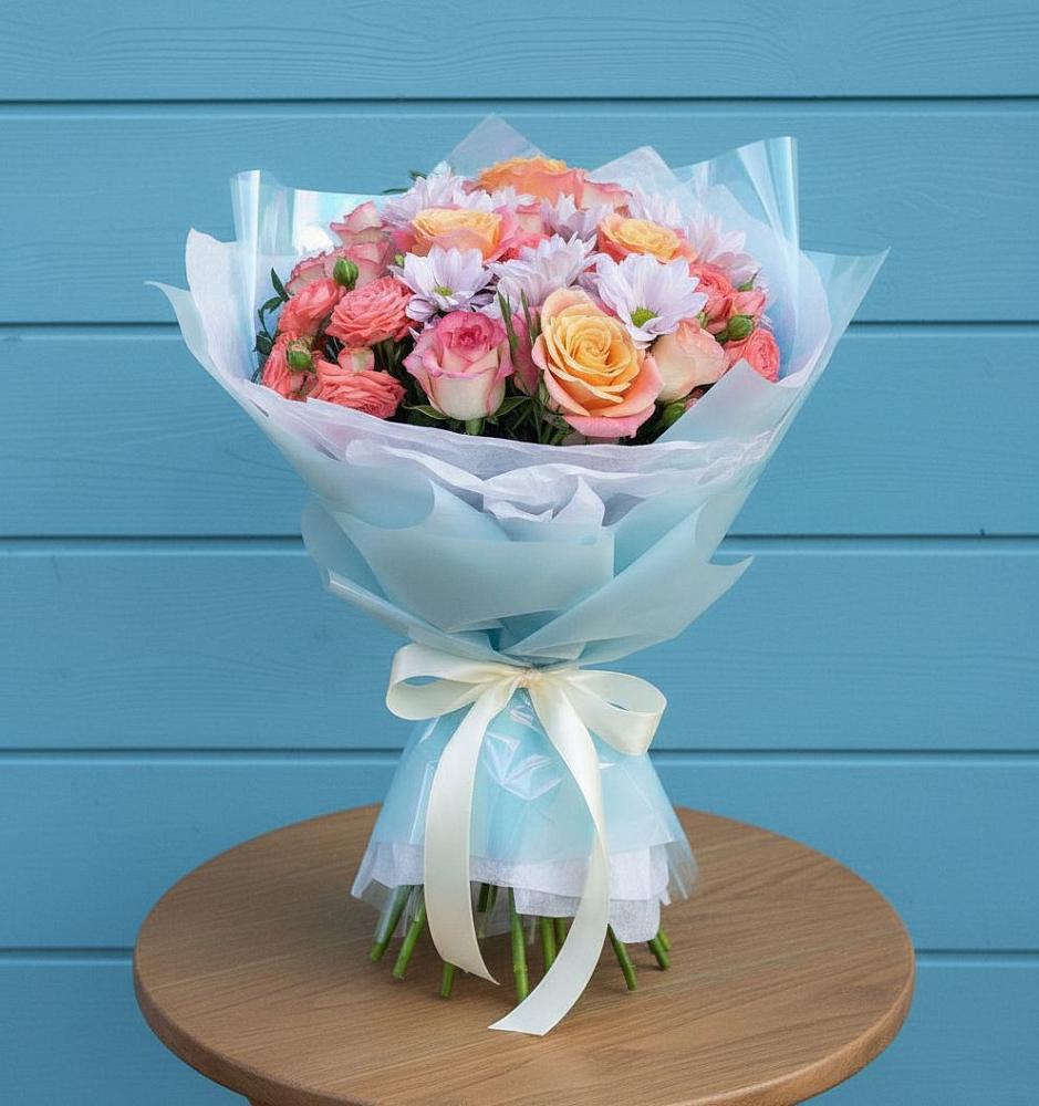 Букет цветов из: Хризантемы и Розы в Мундыбаш