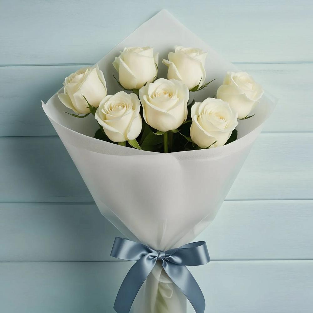 Букет 7 Белых роз Эдлесс Лав в Мундыбаш
